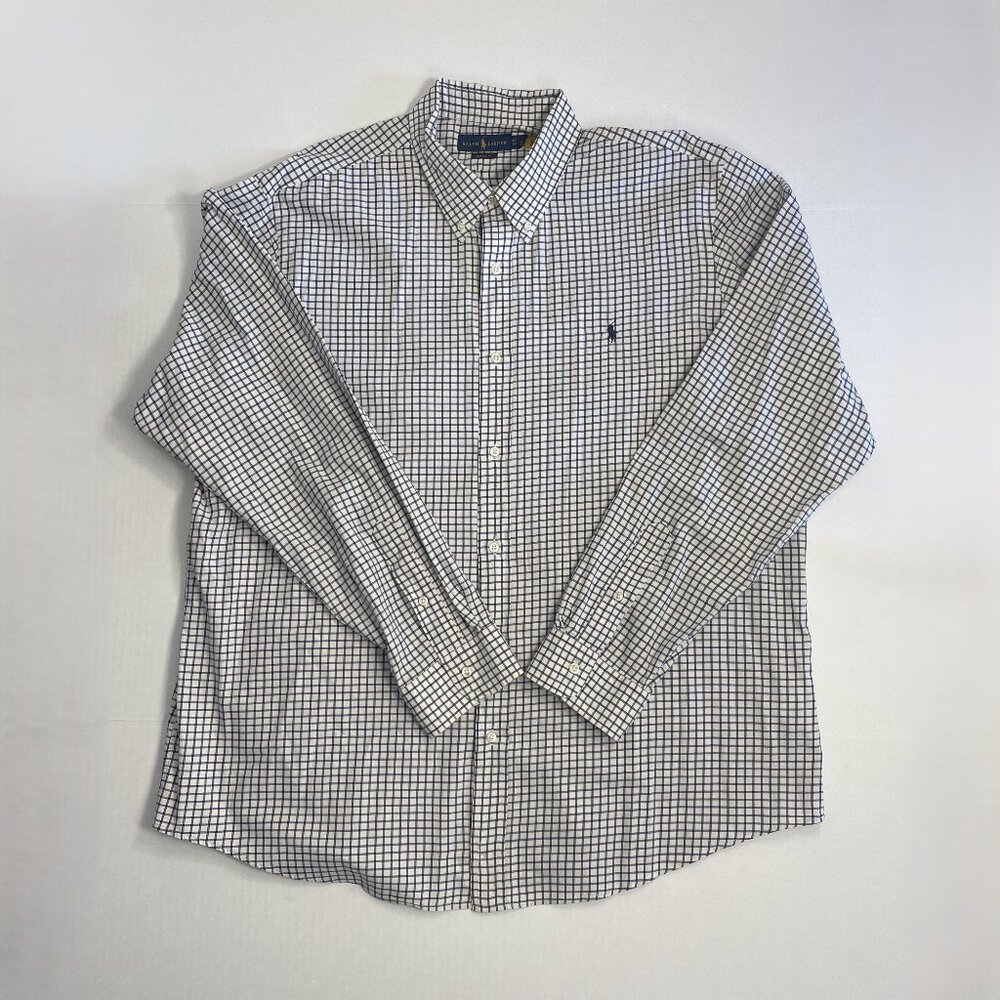 Ralph Lauren Shirt Men’s XXL 2XL Classic Fit Button Down Plaid Navy Green Pony